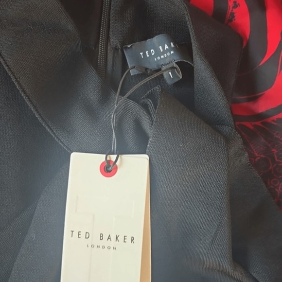 Ted Baker NWT Rosieo Mixed Media Halter Midi Dress Red Black‎ Ted Size 1 / US 2 - Picture 9 of 12